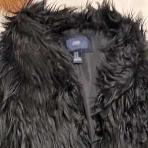 Black Furry  Sleeveless Vest Size M/L
